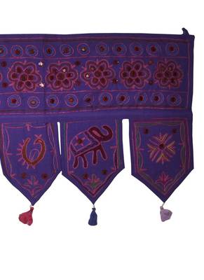 Elegant Mirror Work Design Rajasthani Handmade Art Embroidery Work Door Hangi... 4