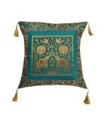 Lal Haveli Elephant Design Single Silk Cushion Cover for Sofa/Diwan/Car 18 x 18 inch
