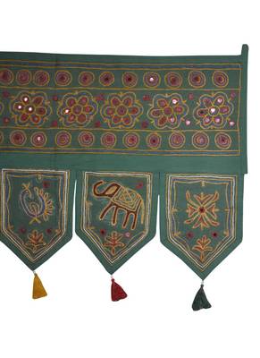 Jaipuri Handmade Mirror Work Design Elephant Embroidery Cotton Indian Toran T... 4