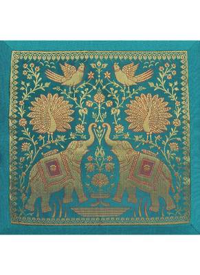 Lal Haveli Elephant Design Single Silk Cushion Cover for Sofa/Diwan/Car 18 x 18 inch 2
