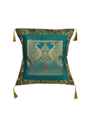Lal Haveli Peacock Design Decorative Silk Cushion Cover 18 x 18 inch 1