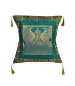 Lal Haveli Peacock Design Decorative Silk Cushion Cover 18 x 18 inch