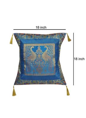 Lal Haveli Turquoise Color Square Shape Single Cushion Cover for Sofa Decorations 18 x 18 inch 4