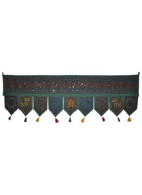 Lalhaveli Ethnic Mirror Work Design Handmade Elephant Embroidery Cotton Door ... 1