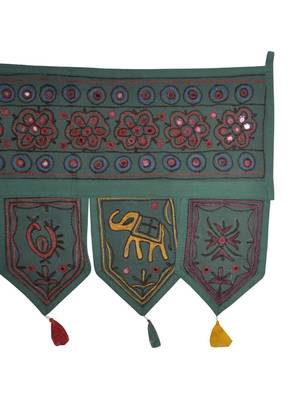 Lalhaveli Ethnic Mirror Work Design Handmade Elephant Embroidery Cotton Door ... 4