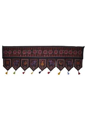 Indian Handmade Elephant Embroidery Work Design Cotton Door Toran Hanging 55 ... 1