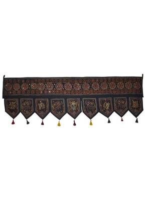Mirror Elephant Embroidery Work Design Door Window Valance 55 x 19 Inches 1