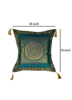 Lal Haveli Decorated Designer Silk Single Cushion Cover 18 x 18 inch 4