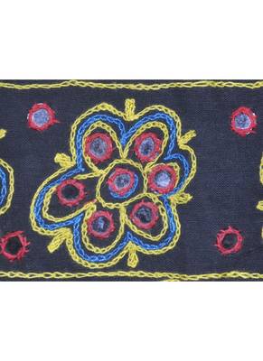 Rajasthani Handmade Mirror Work Design Cotton Door Window Valance 55 x 19 Inches 2