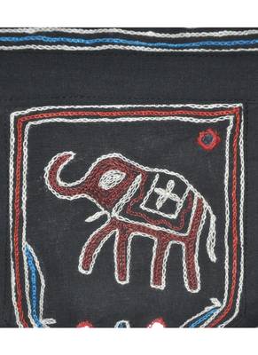 Indian Hand Elephant Embroidery Work Design Mirror Work Cotton Door Hanging 5... 3