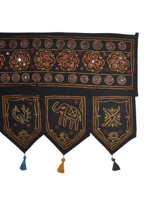 Handcrafted Mirror Work Design Handmade Embroidery Cotton Door Hanging Toran ... 4