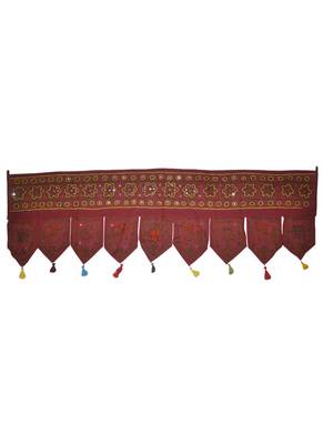 Rajasthani Handmade Embroidery Work Design Traditional Mirror Work Cotton Doo... 1