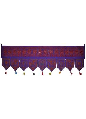 Ethnic Embroidered Work Design Handmade Mirror Work Cotton Door Hanging 55 x ... 1