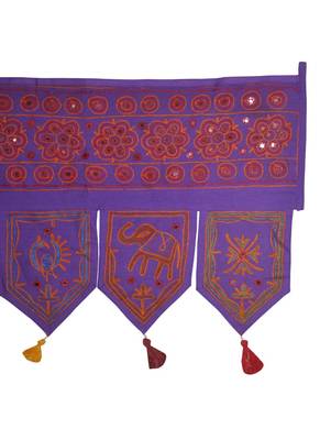 Ethnic Embroidered Work Design Handmade Mirror Work Cotton Door Hanging 55 x ... 4