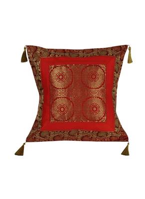Lal Haveli Handmade Square Shape Throw Pillow Silk Cushion Cover 18 x 18 inch 1