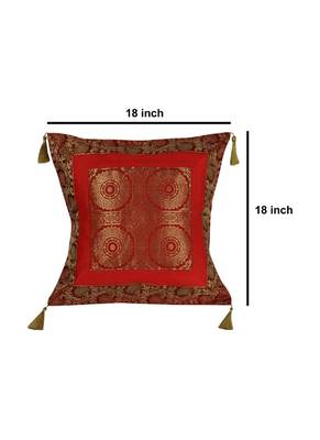 Lal Haveli Handmade Square Shape Throw Pillow Silk Cushion Cover 18 x 18 inch 4