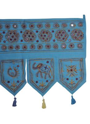 Handcrafted Elegant Mirror Work Design Handmade Embroidery Cotton Door Hangin... 4