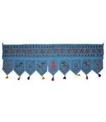 Jaipuri Handmade Elegant Mirror Work Design Cotton Door Hanging 55 x 19 Inches