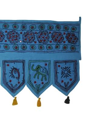 Jaipuri Handmade Elegant Mirror Work Design Cotton Door Hanging 55 x 19 Inches 4