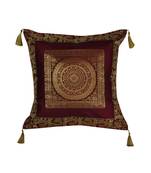 Lal Haveli Living Room Decorations Silk Fabric Square Shape Cushion Cover 18 x 18 inch