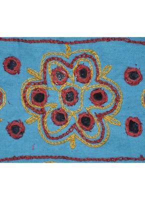 Handmade Embroidery Design Rajasthani Mirror Work Cotton Door Hanging 55 x 19... 2