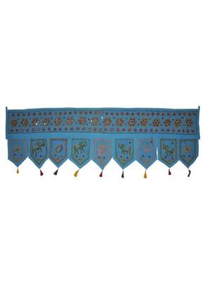 Home Decorative Ethnic Mirror Work Design Handmade Cotton Door Hanging 55 x 1... 1
