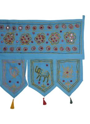 Home Decorative Ethnic Mirror Work Design Handmade Cotton Door Hanging 55 x 1... 3