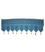 Elephant Embroidery Design Handmade Mirror Work Cotton Door Hanging 55 x 19 I...