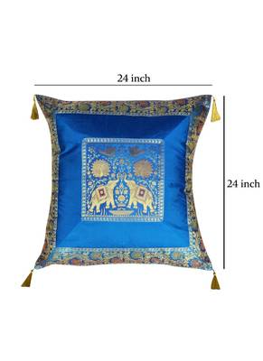 Lal Haveli Sofa Decorations Square Shape Throw Pillowcases Silk Cushion Covers 24 x 24 inch 3