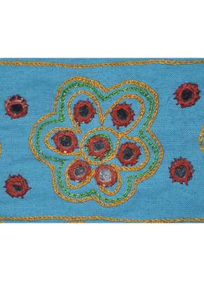 Elephant Embroidery Design Handmade Mirror Work Cotton Door Hanging 55 x 19 I... 2