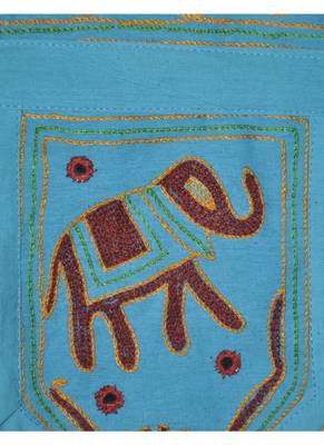 Elephant Embroidery Design Handmade Mirror Work Cotton Door Hanging 55 x 19 I... 3