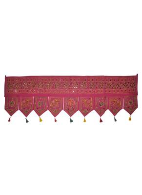Jaipuri Handmade Elegant Mirror Work Design Cotton Door Hanging 55 x 19 Inches 1