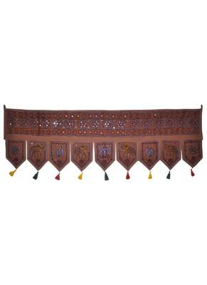 Ethnic Elephant Embroidered Work Design Handmade Cotton Door Hanging 55 x 19 ... 1