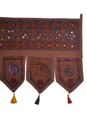 Ethnic Elephant Embroidered Work Design Handmade Cotton Door Hanging 55 x 19 ... 4