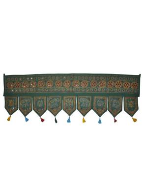 Handcrafted Elegant Mirror Work Design Handmade Embroidery Cotton Door Hangin... 1