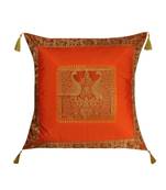 Lal Haveli Peacock Design Throw Pillow Square Shape Silk Cushion Cover 24 x 24 inch