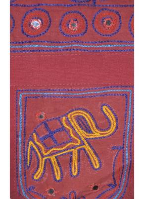 Mirror Work Design Handmade Elephant Embroidery Cotton Door Hanging 55 x 19 I... 3
