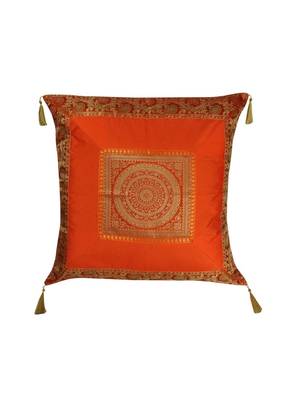 Lal Haveli Decorated Handmade Silk Cushion Cover 24 x 24 inch 1