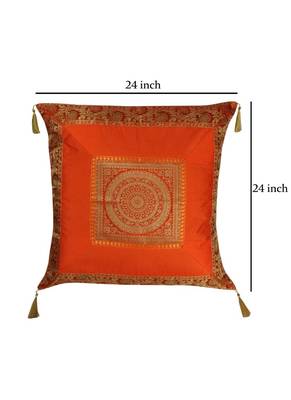 Lal Haveli Decorated Handmade Silk Cushion Cover 24 x 24 inch 4