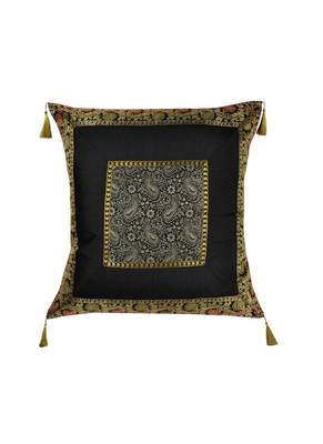Lal Haveli Handmade Paisley Design Square Silk Single Cushion Cover 24 x 24 Inch 1