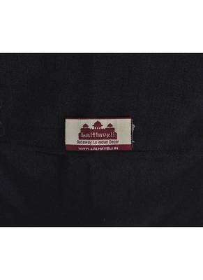 Lal Haveli Silk Fabric Square Shape Black Cushion Cover 24 x 24 Inch 3