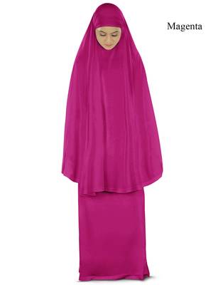 MyBatua Magenta Khimar And Long Skirt Dua Prayer Set - Soft Viscose Jersey 1