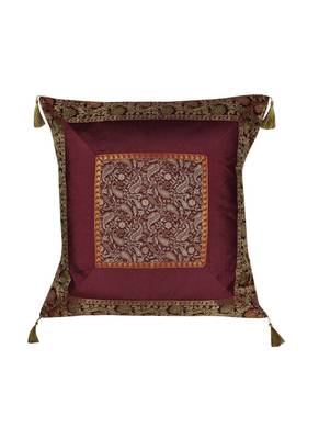 Lal Haveli Home Decor Paisley Silk Cushion Cover 24 x 24 Inch 1