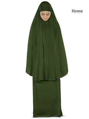 MyBatua Green Khimar And Long Skirt Dua Prayer Set - Soft Viscose Jersey 1