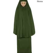 MyBatua Green Khimar And Long Skirt Dua Prayer Set - Soft Viscose Jersey
