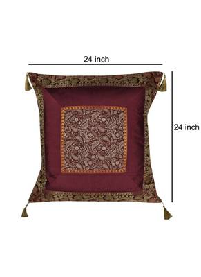 Lal Haveli Home Decor Paisley Silk Cushion Cover 24 x 24 Inch 4