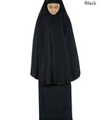 MyBatua Black Khimar And Long Skirt Dua Prayer Set - Soft Viscose Jersey