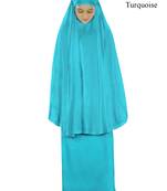 MyBatua Turquoise Khimar And Long Skirt Dua Prayer Set - Soft Viscose Jersey