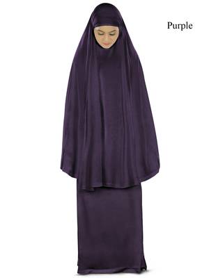 MyBatua Purple Khimar And Long Skirt Dua Prayer Set - Soft Viscose Jersey 1