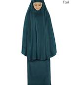 MyBatua Teal Khimar And Long Skirt Dua Prayer Set - Soft Viscose Jersey